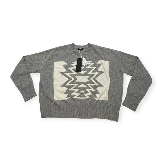 Minnie Rose Cashmere Ski Out West Crew Sweater, Size L, Gray, New with tag - Picture 15 of 16